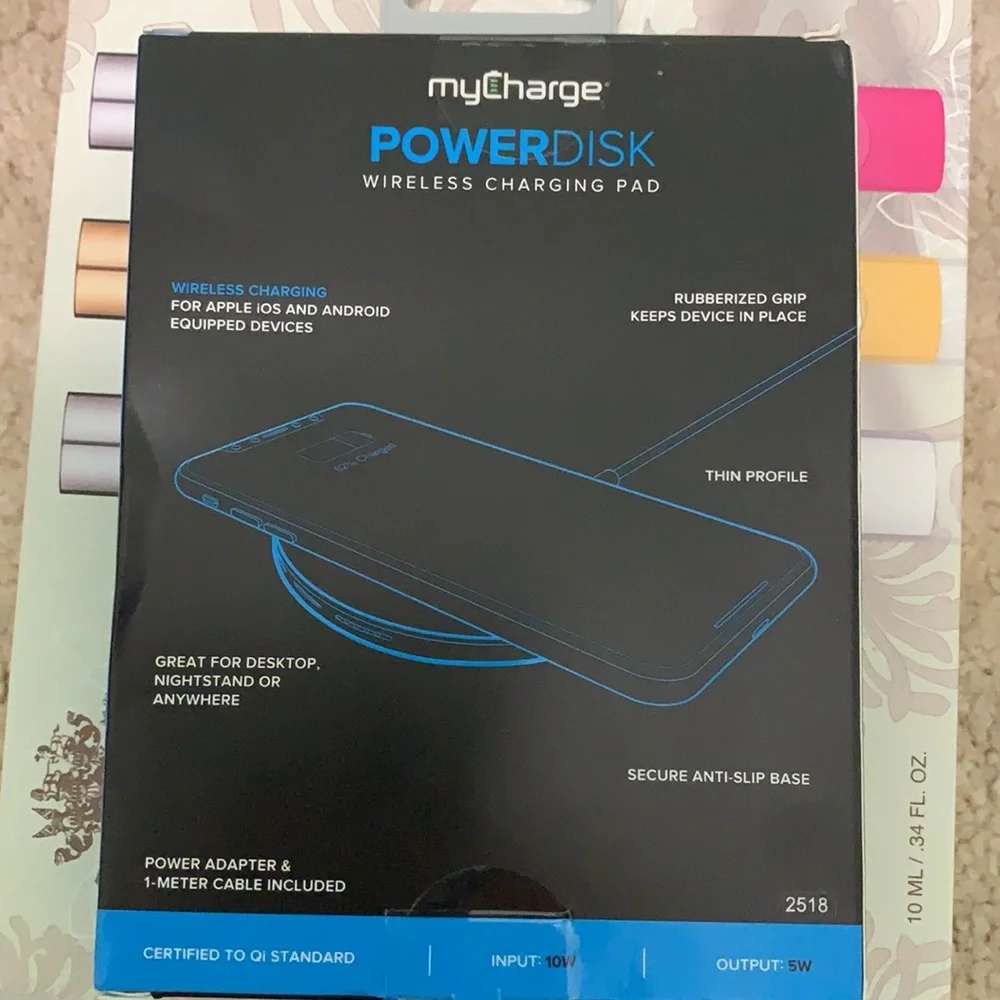Power Disk Wireless Charger Pad 5W Output Anti-Slip Base Apple Android Cordless